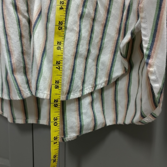 Universal Thread Oversized Fit Womens 100%Cottn Striped Long Sleeve Collar Shirt - Picture 6 of 15